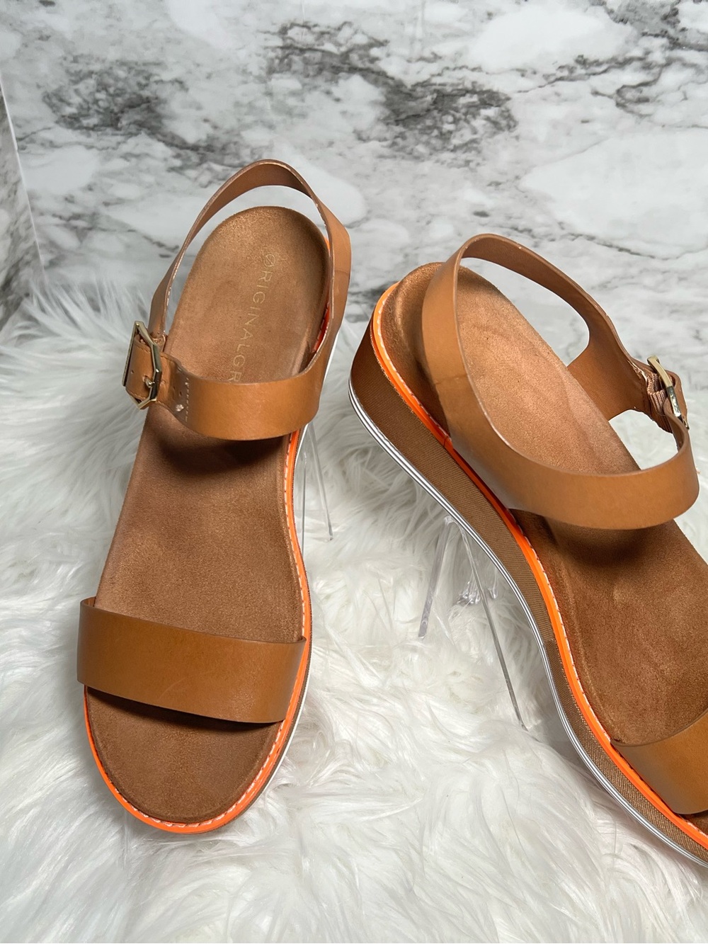 Cole Haan Women's ORIGINALGRAND Flatform Sandal Brown/Orange